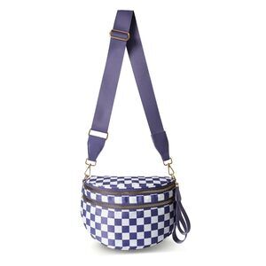 2376 Checkered Crossbody Bag Nylon Bum Bags Spacious Handbags Checkered